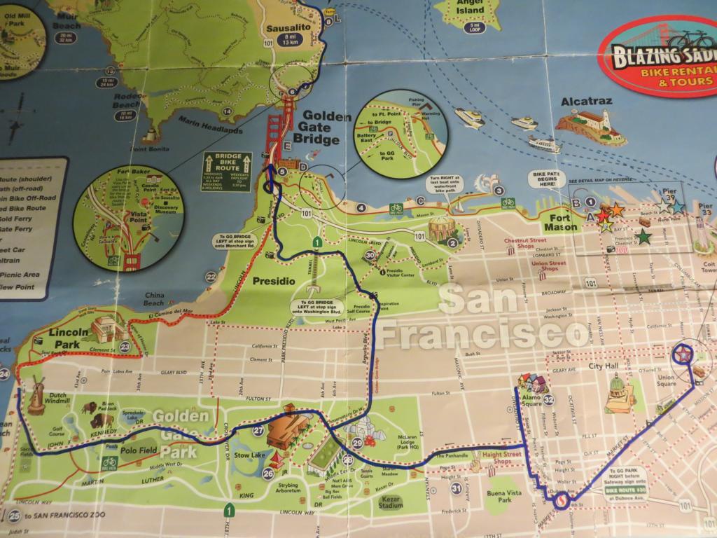 Route der Fahrradtour durch San Francisco